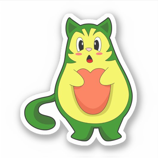 Cat Avocado Sticker (Voorkant)
