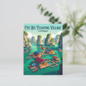 Cát Bà Drijvend Dorp Vietnam Briefkaart (Staand voorkant)