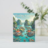Cát Bà drijvend dorp Vietnam Briefkaart (Staand voorkant)