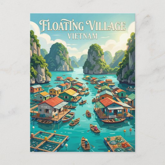Cát Bà drijvend dorp Vietnam Briefkaart (Voorkant)