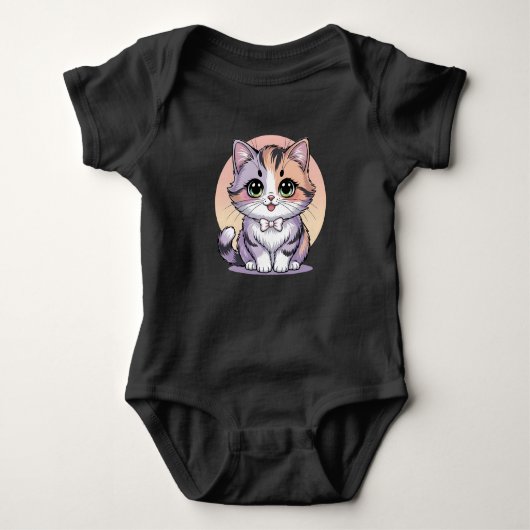  Cat Baby Bodysuit Cute Kitten Green Eyes Infant (Voorkant)