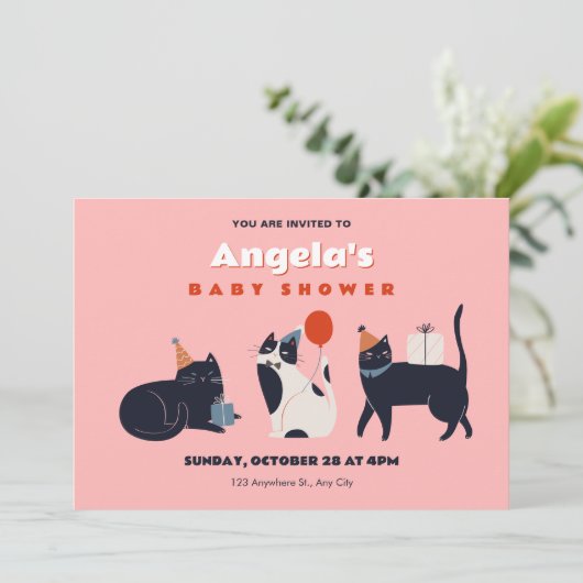 Cat Baby shower Kaart (Staand voorkant)