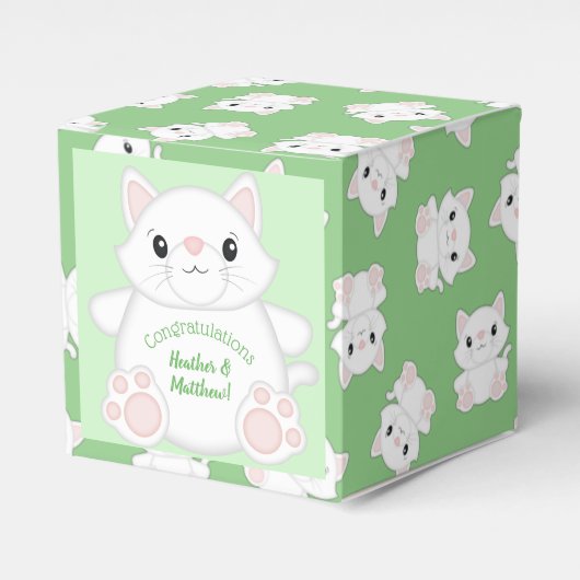 Cat Baby shower Kat Bedankdoosjes (Voorkant Zijde)