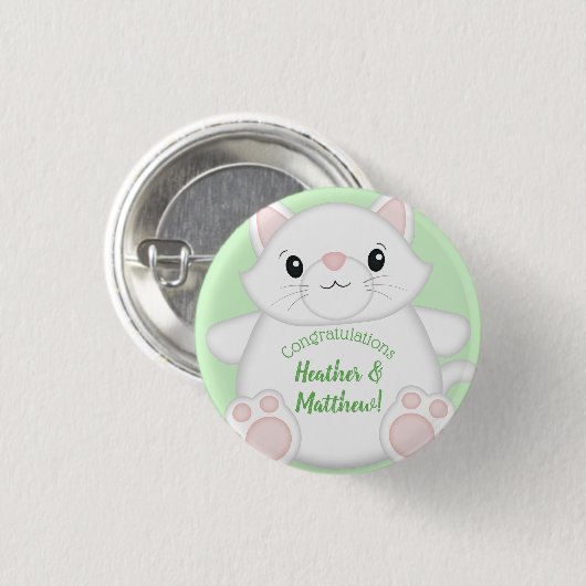 Cat Baby shower Kat Ronde Button 3,2 Cm (Voorkant /achterkant)