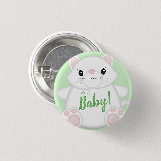 Cat Baby shower Kat Ronde Button 3,2 Cm (Voorkant /achterkant)