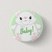Cat Baby shower Kat Ronde Button 3,2 Cm (Voorkant)