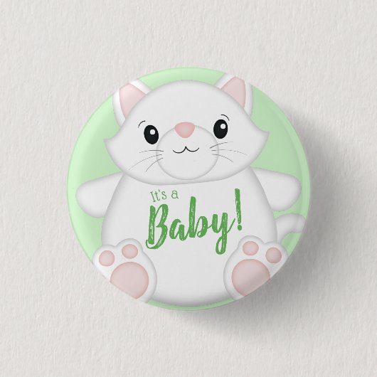 Cat Baby shower Kat Ronde Button 3,2 Cm (Voorkant)