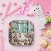 Cat Bachelorette Party in het roze thema Papieren Bordje (Feest)
