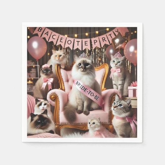 Cat Bachelorette Party in het roze thema Servet (Voorkant)