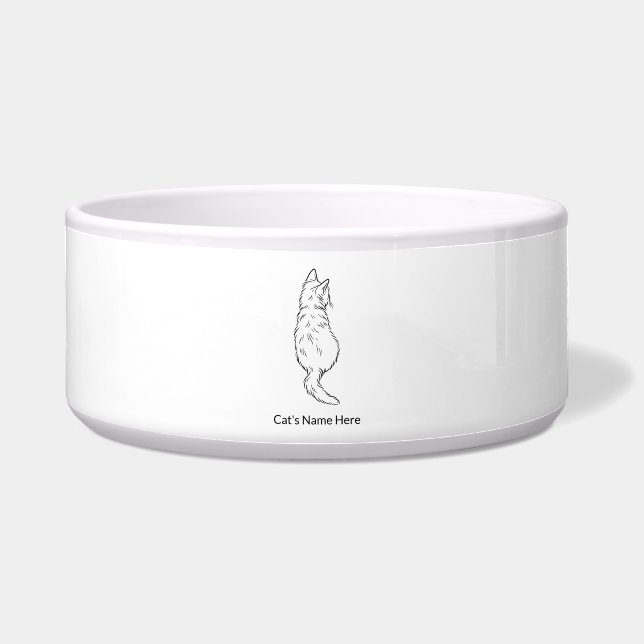 Cat Back View Large Pet Bowl Personalized Voerbakje (Voorkant)