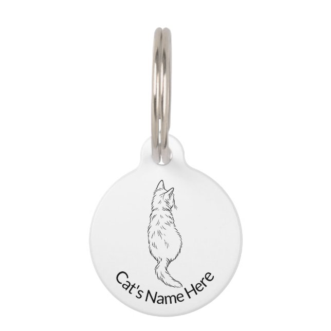 Cat Back View Round Pet Tag Personalized Huisdierpenning (Voorkant)