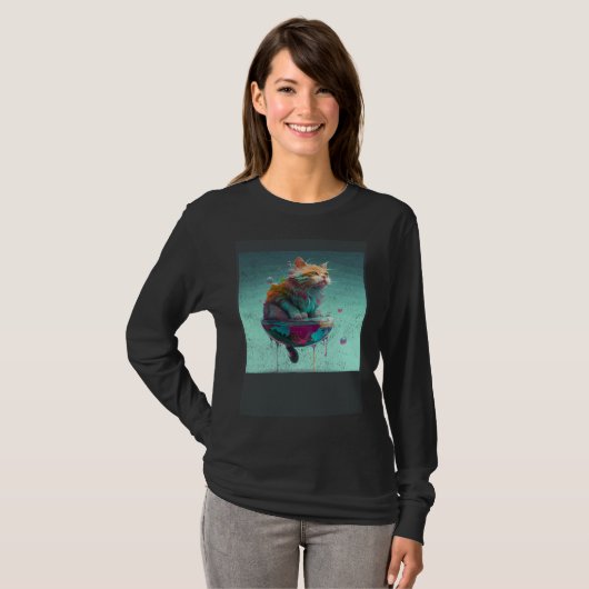 Cat Backfloating Colorful T-shirt (Voorkant volledig)
