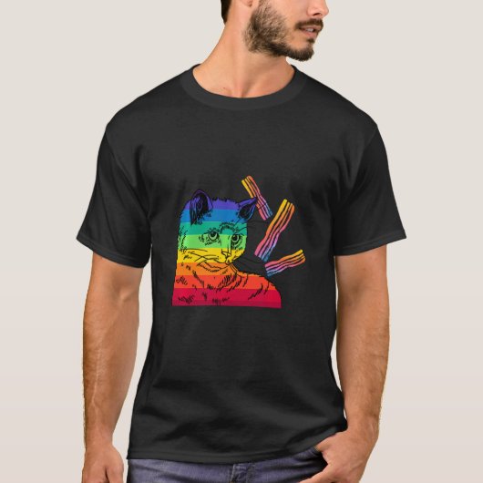 Cat Bacon Rainbow Cat Bacon T-shirt (Voorkant)
