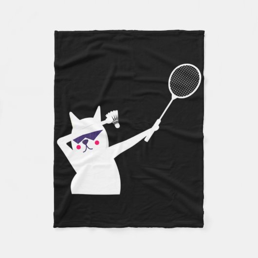 Cat Badminton Shuttle Voor Mannen Vrouwen Kinder Fleece Deken (Voorkant)