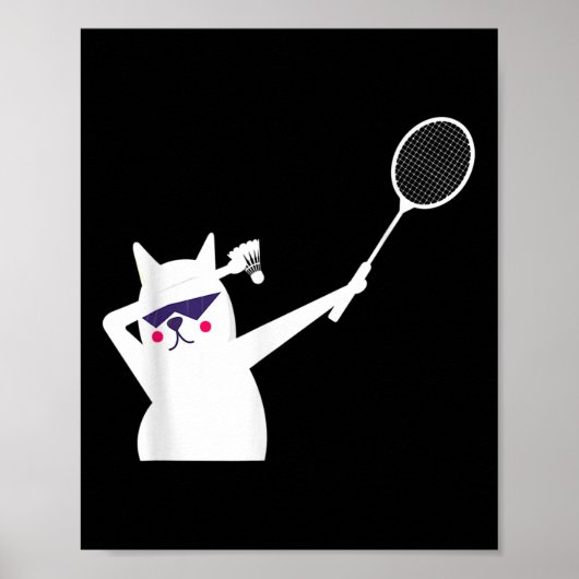 Cat Badminton Shuttle Voor Mannen Vrouwen Kinder Poster (Voorkant)