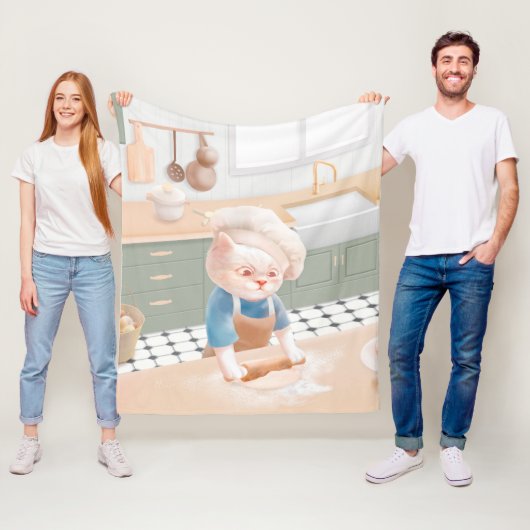 Cat Baker Baby - Gezellige ochtendkneden Fleece Deken (In situ)