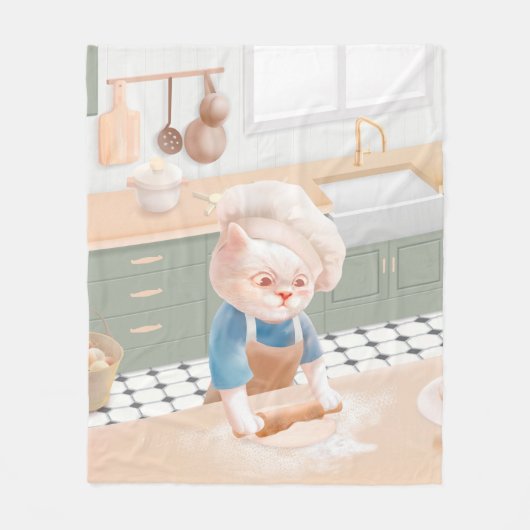 Cat Baker Baby - Gezellige ochtendkneden Fleece Deken (Voorkant)