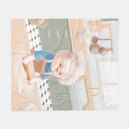Cat Baker Baby - Gezellige ochtendkneden Fleece Deken (Voorkant (Horizontaal))
