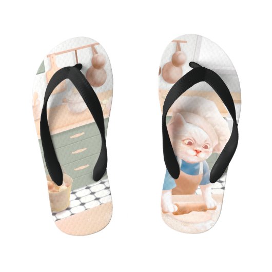 Cat Baker Baby - Gezellige ochtendkneden Kinder Teenslippers (Voetbed)