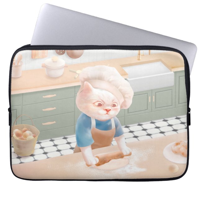 Cat Baker Baby - Gezellige ochtendkneden Laptop Sleeve (Voorkant)