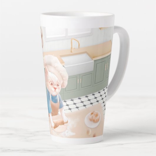 Cat Baker Baby - Gezellige ochtendkneden Latte Mok (Rechterhoek)