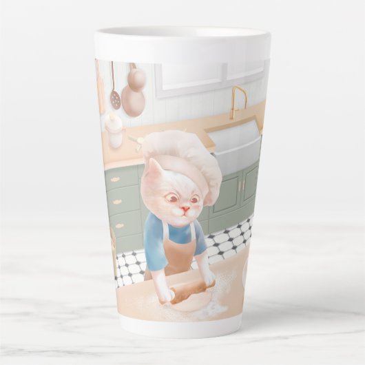 Cat Baker Baby - Gezellige ochtendkneden Latte Mok (Voorkant)
