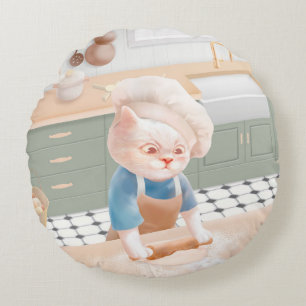 Cat Baker Baby - Gezellige ochtendkneden Rond Kussen