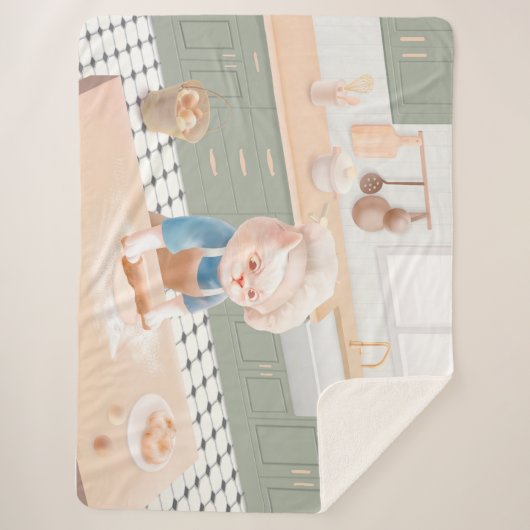 Cat Baker Baby - Gezellige ochtendkneden Sherpa Deken (Voorkant)