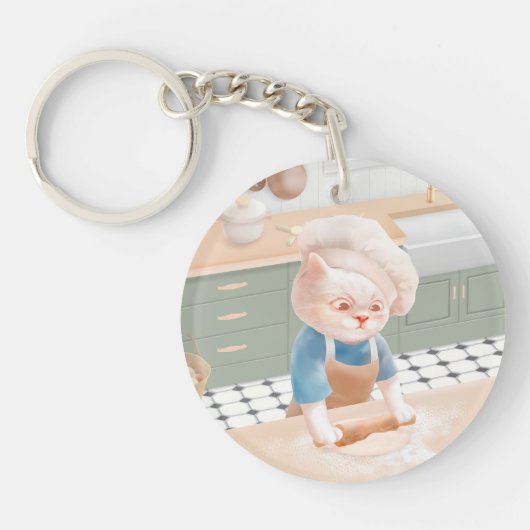 Cat Baker Baby - Gezellige ochtendkneden Sleutelhanger (Voorkant)