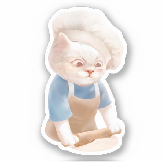 Cat Baker Baby - Gezellige ochtendkneden Sticker (Voorkant)