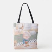 Cat Baker Baby - Gezellige ochtendkneden Tote Bag (Achterkant)