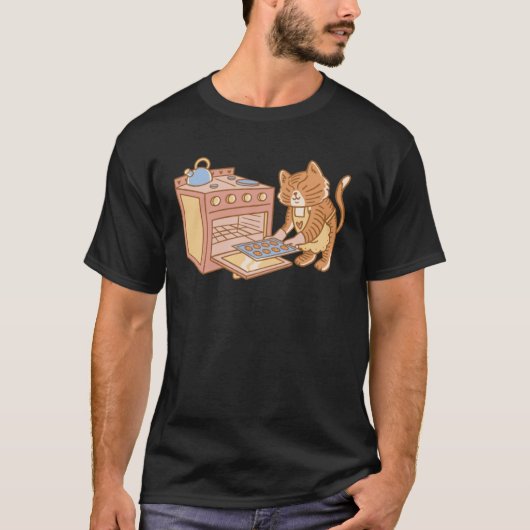 Cat baking cookies and biscuits in the kitchen men t-shirt (Voorkant)