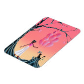 Cat & Ballerina bij zonsondergang Tree Magneet (Linkerzijde)