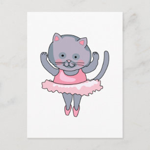 CAT BALLET DANCER BRIEFKAART