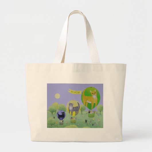 Cat Balloon Grote Tote Bag (Voorkant)