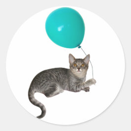 Cat Balloon Ronde Sticker