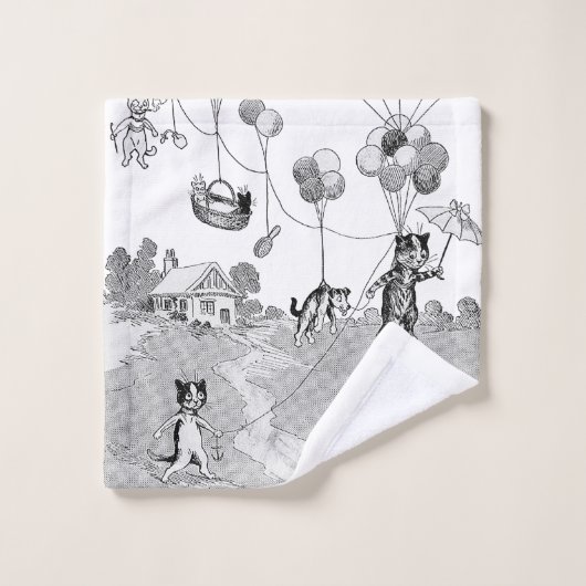 Cat Balloon Trip, Louis Wain Bad Handdoek (Wasdoekje)