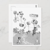 Cat Balloon Trip, Louis Wain Briefkaart (Voorkant / Achterkant)