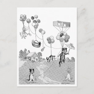 Cat Balloon Trip, Louis Wain Briefkaart