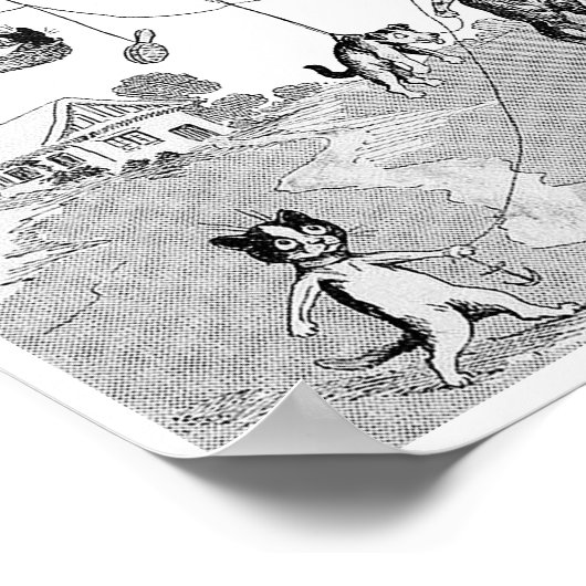 Cat Balloon Trip, Louis Wain Poster (Hoek)