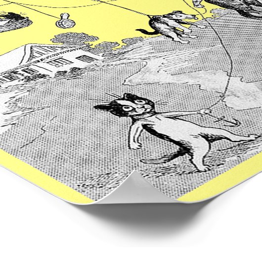 Cat Balloon Trip, Louis Wain Poster (Hoek)