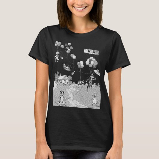 Cat Balloon Trip, Louis Wain T-shirt (Voorkant)