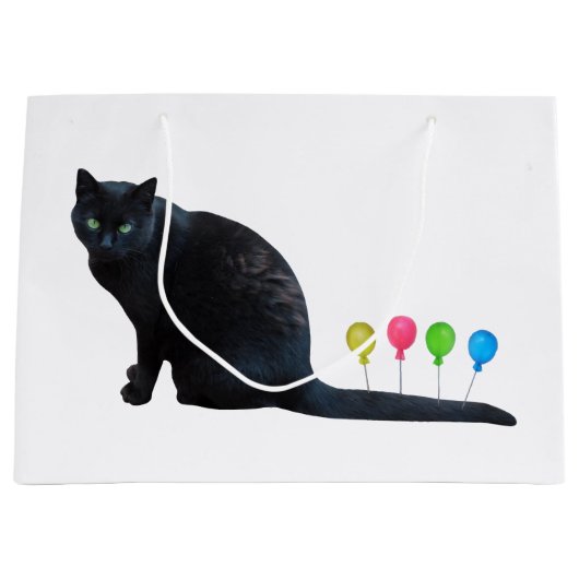 Cat Balloons Gift Bag Large Cadeautasje (Voorkant)