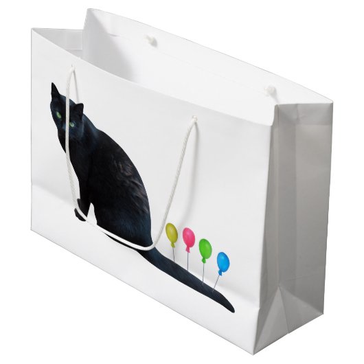 Cat Balloons Gift Bag Large Cadeautasje (Voorkant Gekanteld)