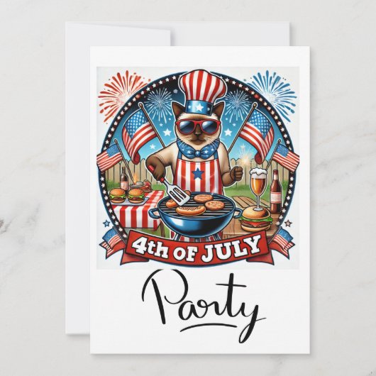 CAT Barbecue-feest 4 juli Onafhankelijkheidsdag Kaart (Voorkant)