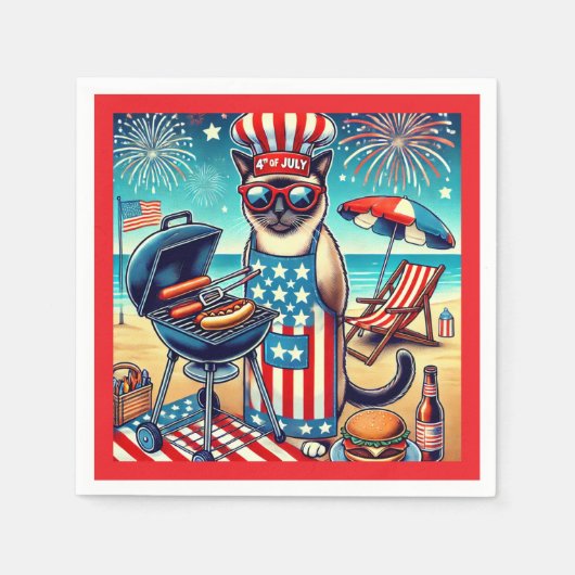 CAT Barbecue Party 4 juli Onafhankelijkheidsdag Servet (Voorkant)