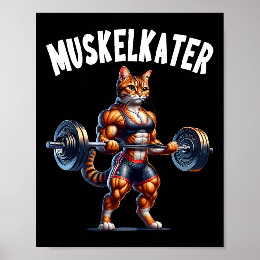 Cat Barbell Design For Bodybuilders Bodybuilding  Poster (Voorkant)