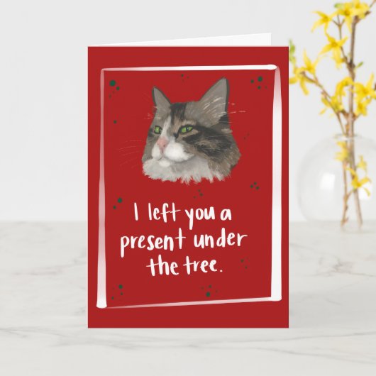 Cat Barf Grappige Kerst Kaart (Gele Bloem)