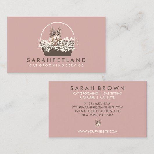 Cat Basket Boho Chic Visitekaartje (Voorkant / Achterkant)