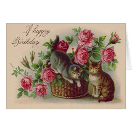 Cat Basket Rozen Kaart Letter
